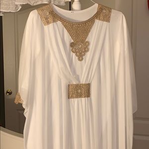 White and gold long kaftan